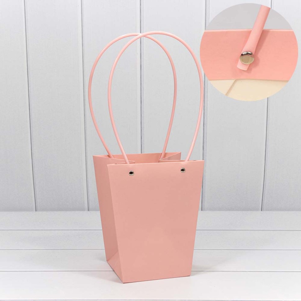 Пакет подарочный "Ваза для цветов" 20*17*12 Розовый (5 шт)