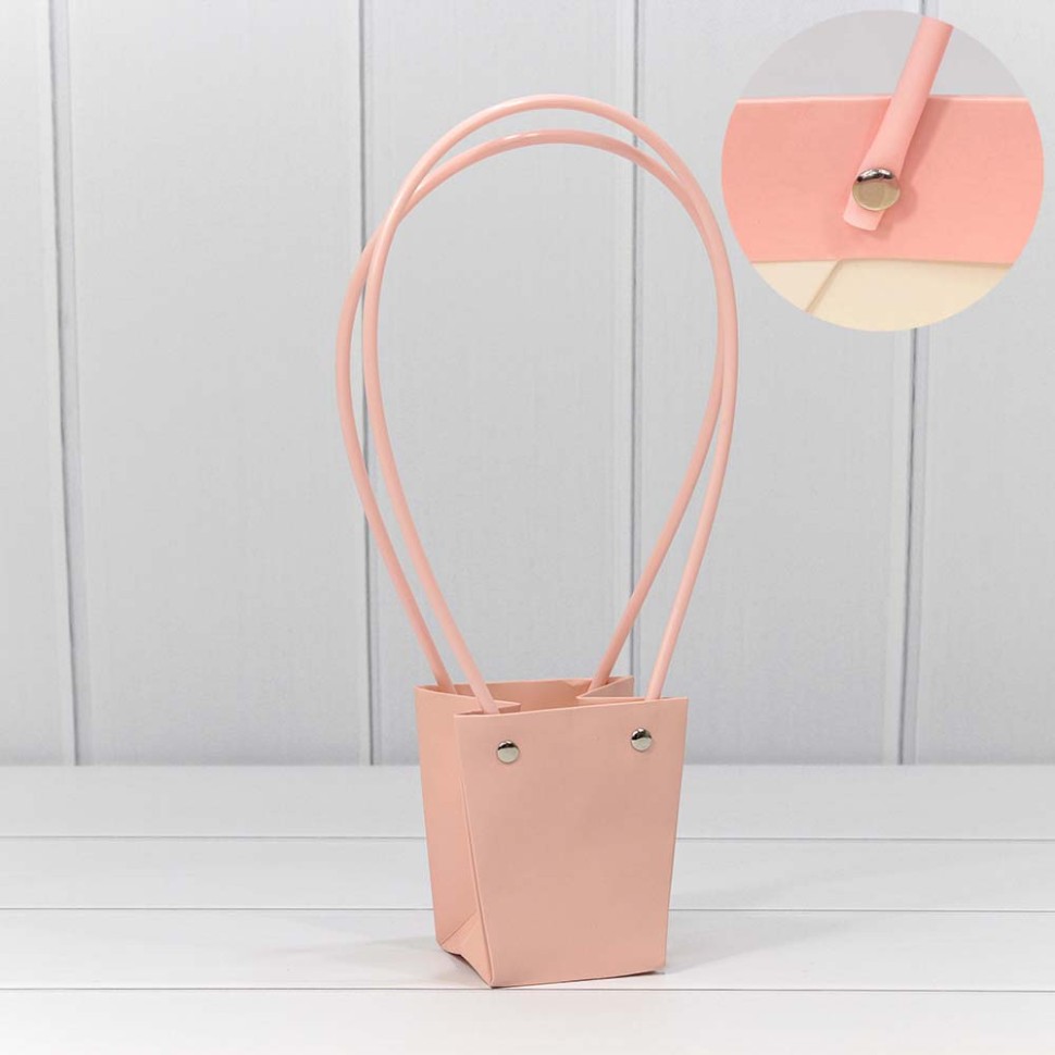 Пакет подарочный "Ваза для цветов" 10*9*6,5 Розовый (5 шт)