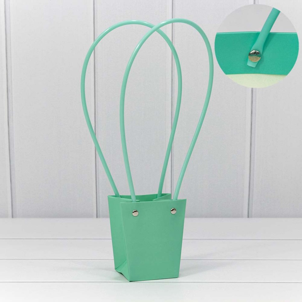 Пакет подарочный "Ваза для цветов" 10*9*6,5 Тиффани (5 шт)