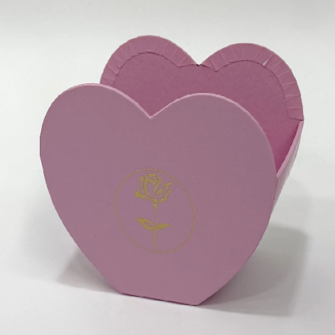Коробка-сердце под цветы, 13,4х9х11,3 (13,7x9,7) см, розовый