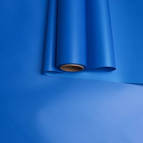 Пленка матовая  Пастель 58см х 10м на втулке, синий классик.