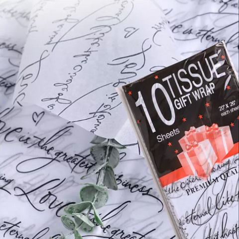 Бумага тишью Рукопись 50х66см,10 лист черный на белом