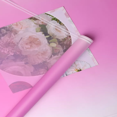 Пленка матовая 50мкм 58см х 10м прозрачный кант лиловый