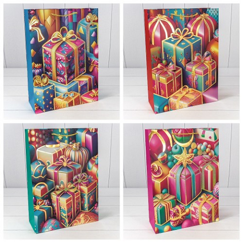 Пакет подарочный "Новый год" (микс 425) 26*32*10 210г 1/20