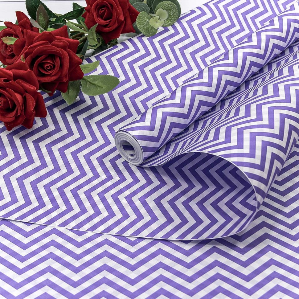 БУМАГА КРАФТ 0,5*10 М БЕЛЁНАЯ ДВУХСТОРОННЯЯ "ЗИГЗАГ" ФИОЛЕТОВЫЙ
