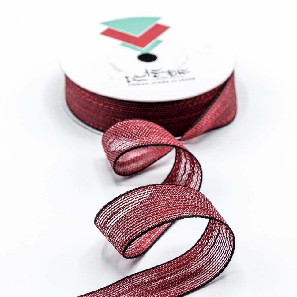 Лента декоративная (полиэстер) с каймой 2,5 см*20 ярдов бордовый