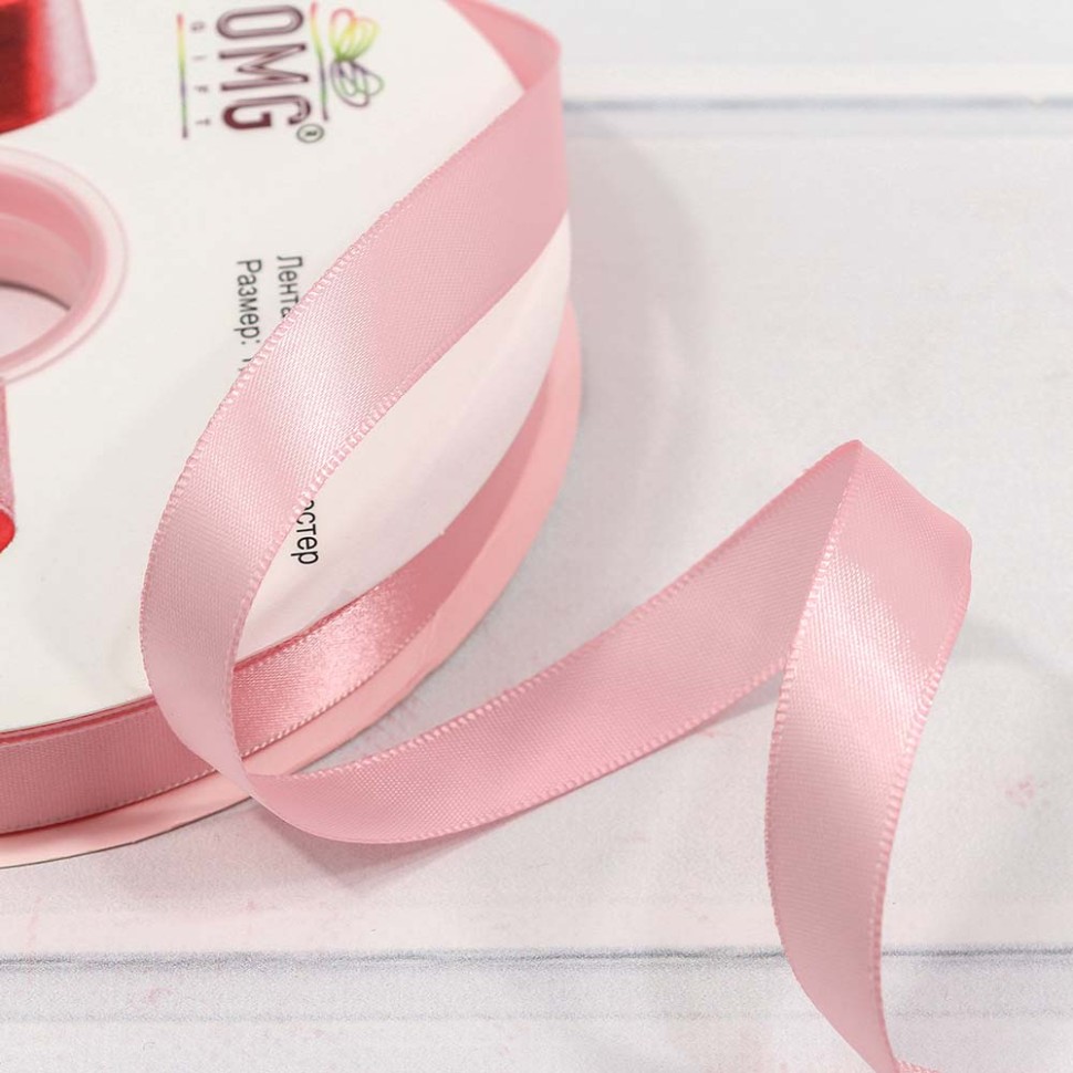 Лента Атласная Полиэстер класс А 1,5см*100ярд Нежно-розовый