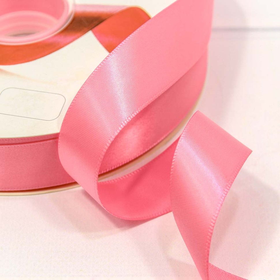 Лента Атласная Полиэстер класс А 2,5см*100ярд Насыщенный розовый