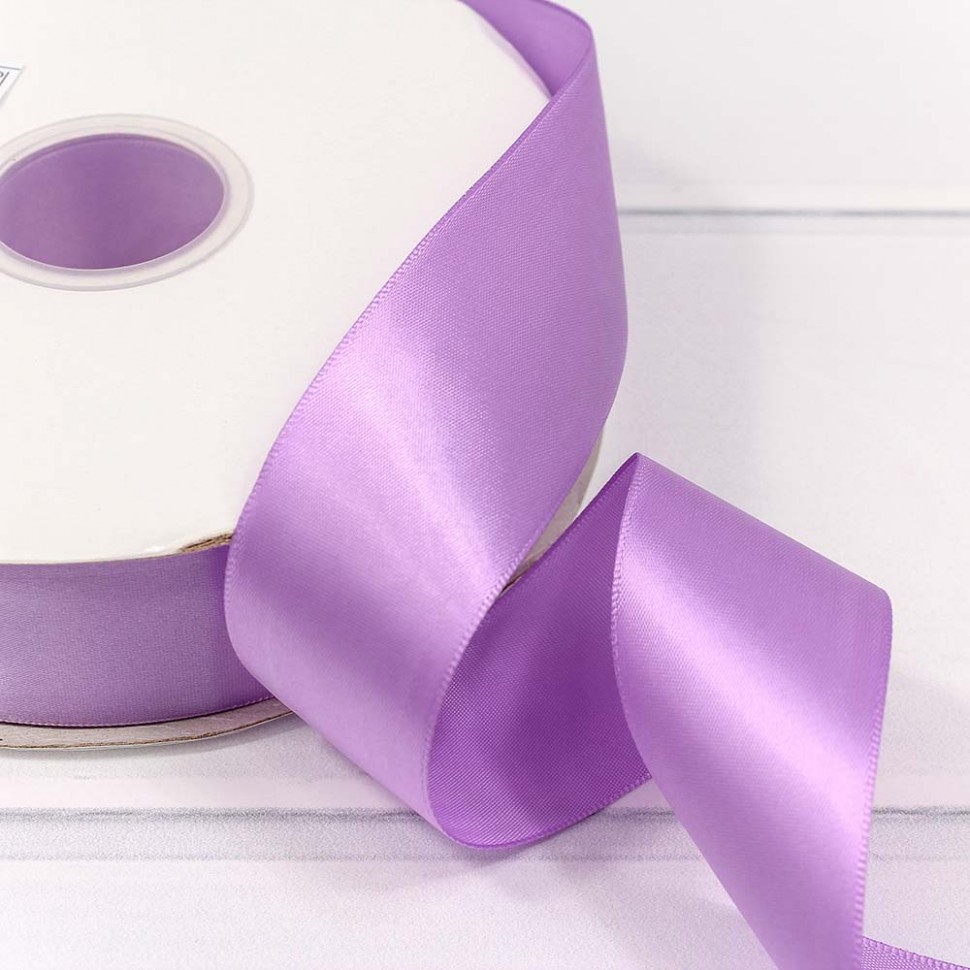 Лента атласная полиэстер класс А 3,8см*100ярд сиреневый