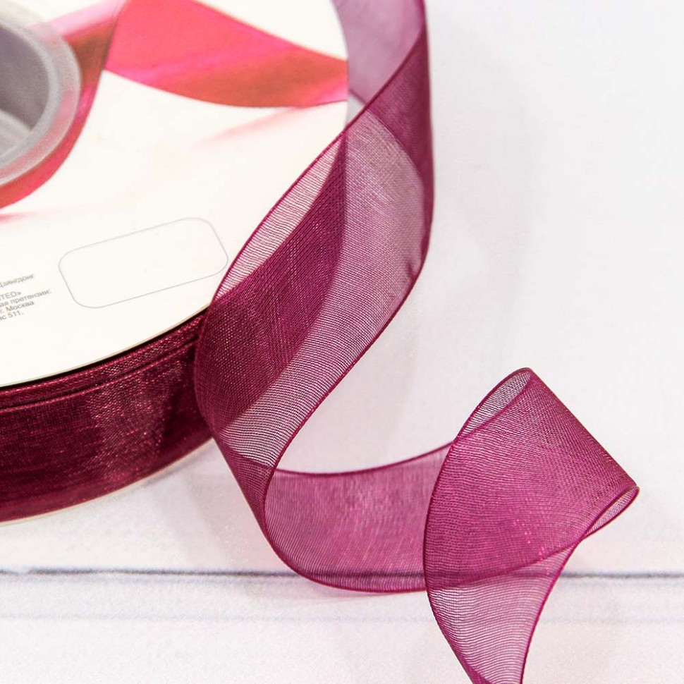 Лента Органза 2,5см*100ярд Пурпурно-фиолетовый