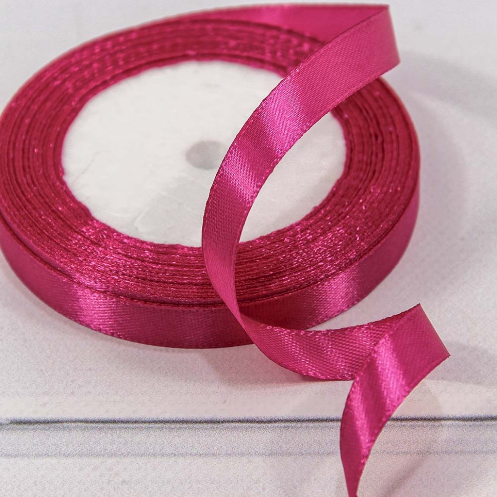 Лента Атласная Сатин 1,2см*25ярд Малиновый-195