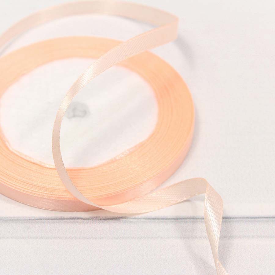 Лента Атласная Сатин 0,6см*25ярд Персиковый