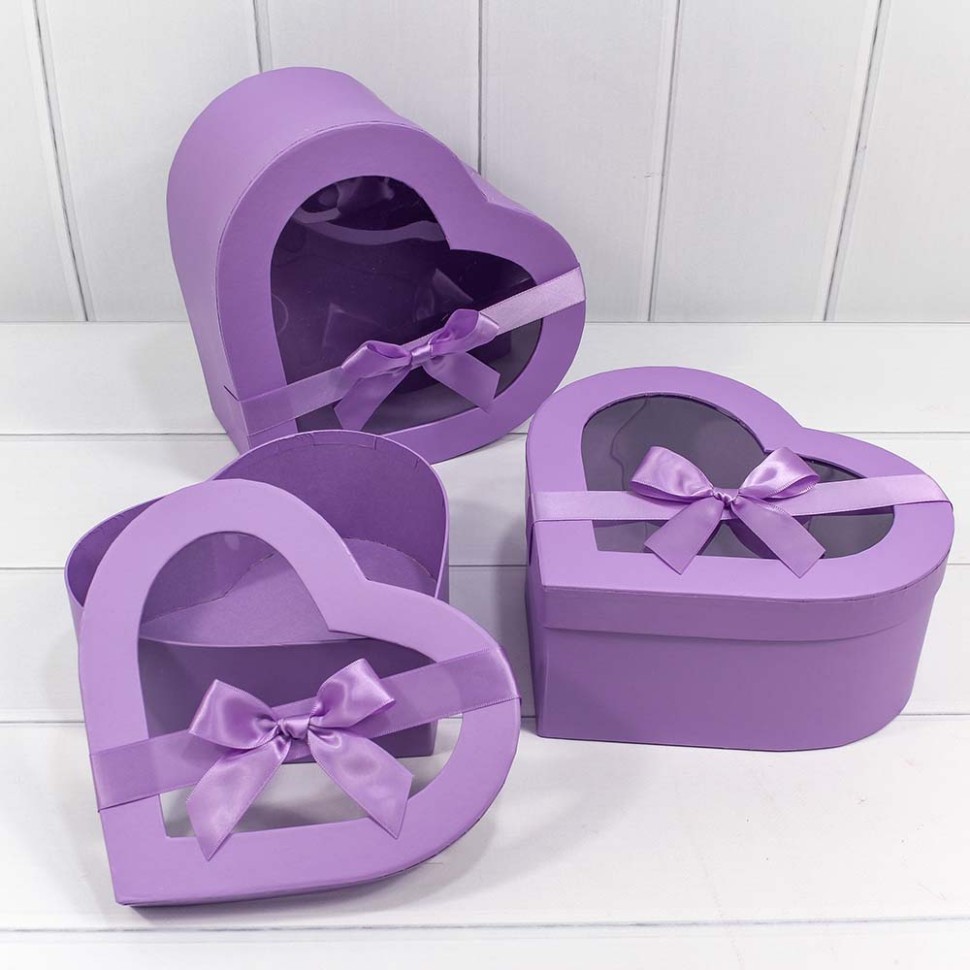 Коробки "Сердце" Набор 1/3 25,8*24,5*12 Сиреневый