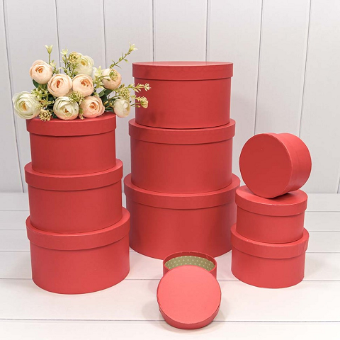 Коробки Круглые Набор 1/10 27,5*14,7 Темно-красный