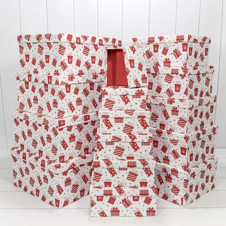 Коробки Прямоугольные Набор 1/15 42,5*33*17,6 "Подарки" Белый