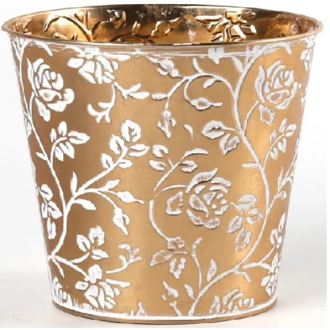Декоративное кашпо D14XH14,5/B10СМ, золотой, металл
