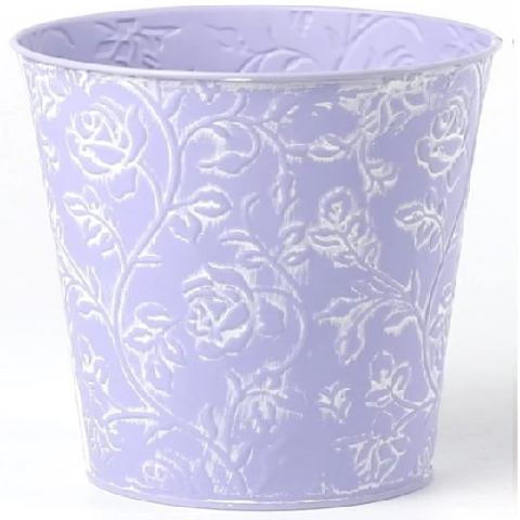 Декоративное кашпо D14XH14,5/B10СМ, лавандовый, металл