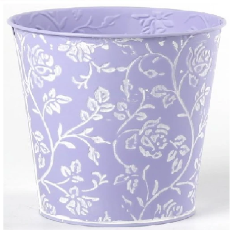 Декоративное кашпо D14XH14,5/B10СМ, св.сиреневый, металл