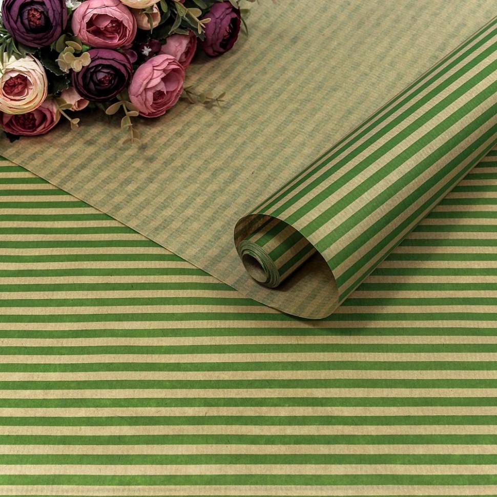 Бумага крафт 0,72*10 м Верже "Полосы" светло-зелёный
