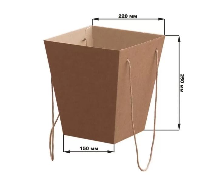 Коробка для цветов 15 × 22 × 25 см, крафт