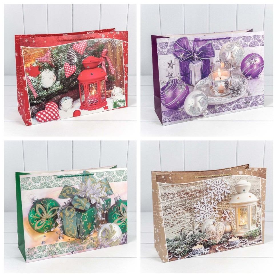 Пакет подарочный "Новогодняя сказка" (микс) 45*33*15