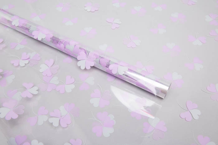 Пленка цветная Клевер 70 см серый жемчуг/сиреневый светлый