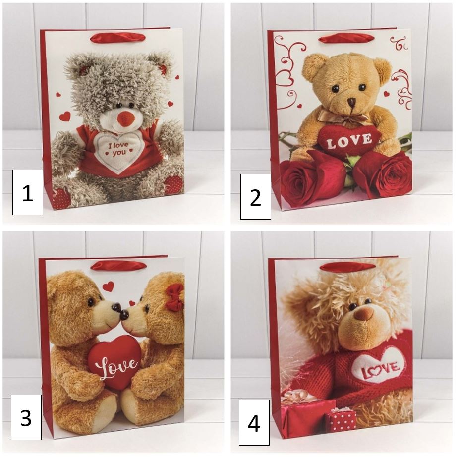 Пакет подарочный "Мишки с сердцами" (микс) 26*32*13 см