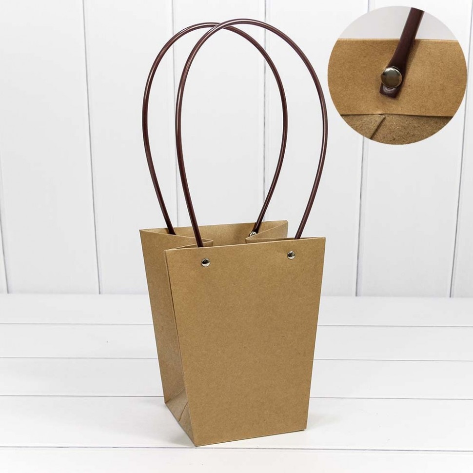 Пакет подарочный "Ваза для цветов" 20*17*12 см Крафт (5 шт)