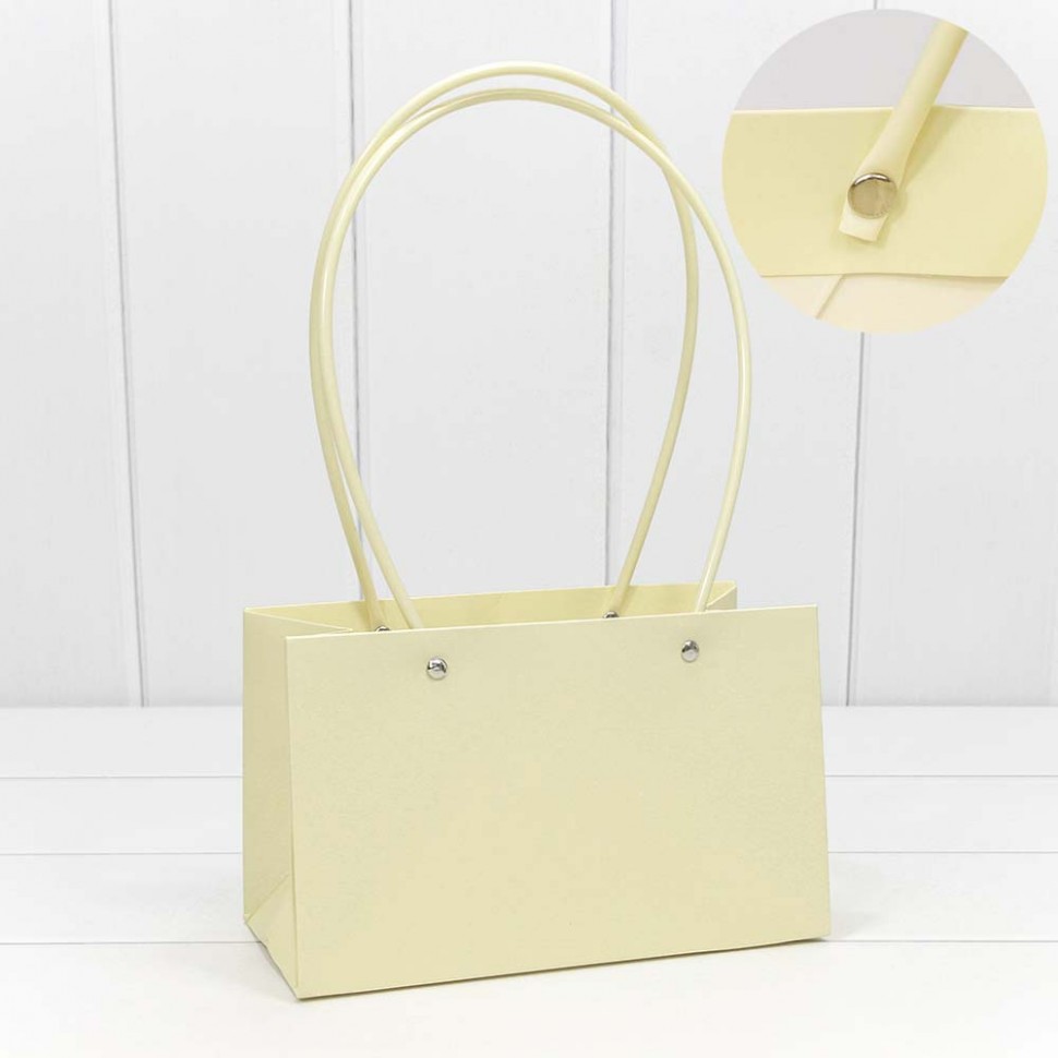 Пакет подарочный "Ваза для цветов" 22*13,5*10,5 Бежевый (5 шт)