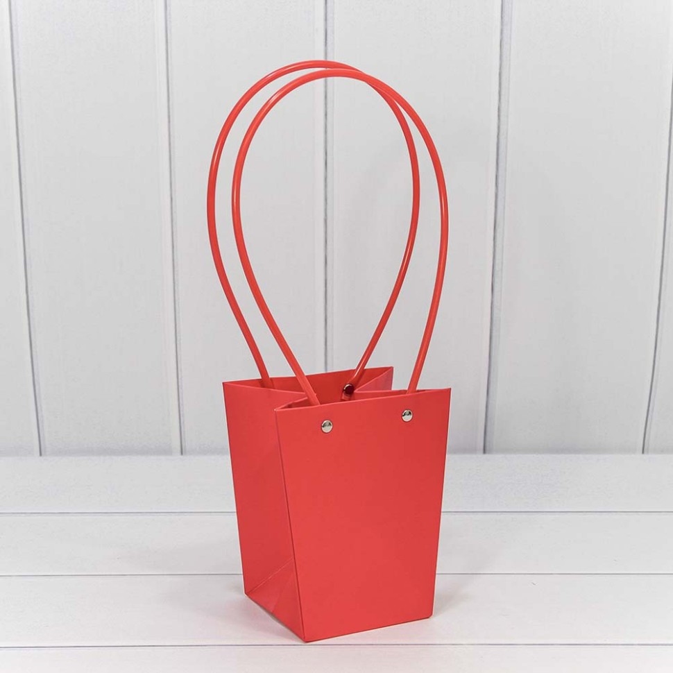 Пакет подарочный "Ваза для цветов" 15,5*13,5*9,5 Красный (5 шт)