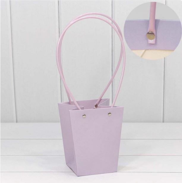 Пакет подарочный "Ваза для цветов" 15,5*13*9,5 Бледно-сиреневый (5 шт)