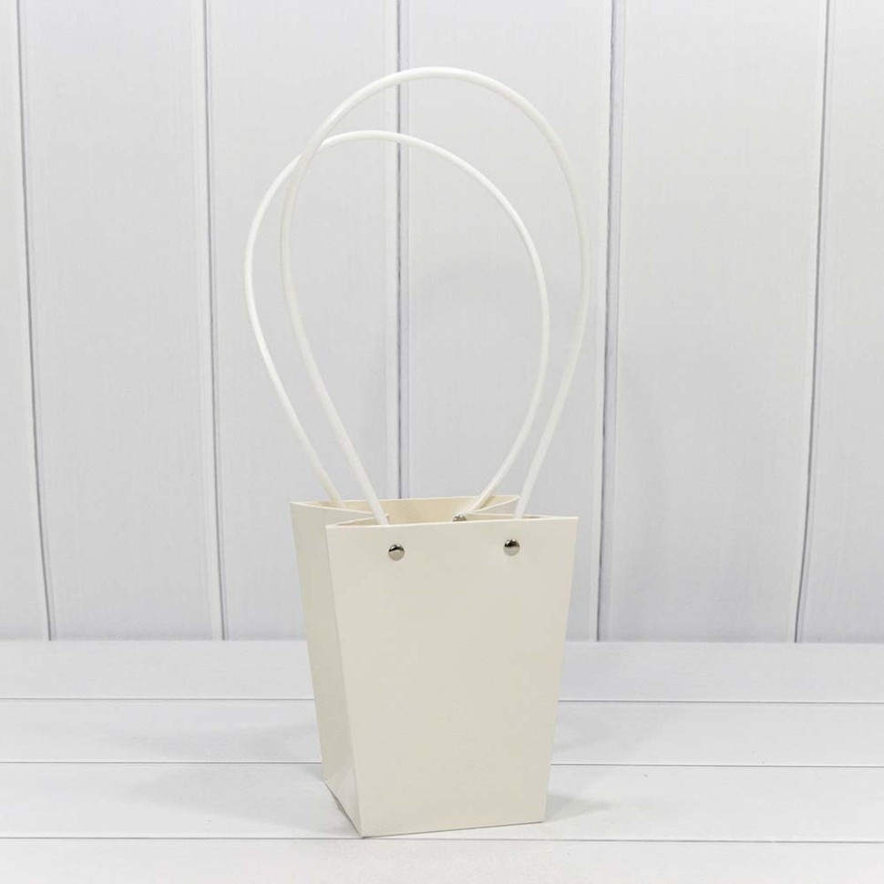 Пакет подарочный "Ваза для цветов" 15,5*13*9,5 Белый (5 шт)