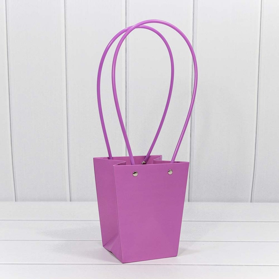 Пакет подарочный "Ваза для цветов" 15,5*13*9,5 Сиреневый (5 шт)