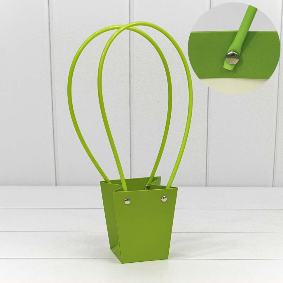 Пакет подарочный "Ваза для цветов" 10*9*6,5 Салатовый (5 шт)