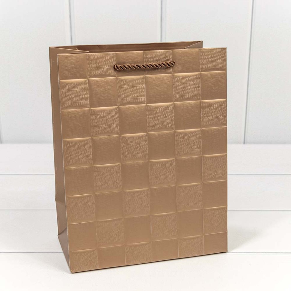 Пакет подарочный "Квадраты" Бронзовый 18*23*10