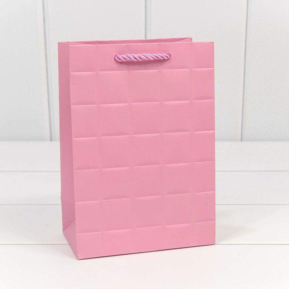 Пакет подарочный "Квадраты" Розовый 14*20*8
