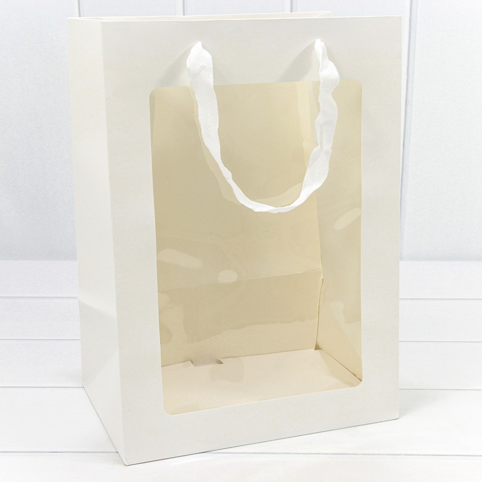 Пакет подарочный с окошком Белый 25*15*35,5