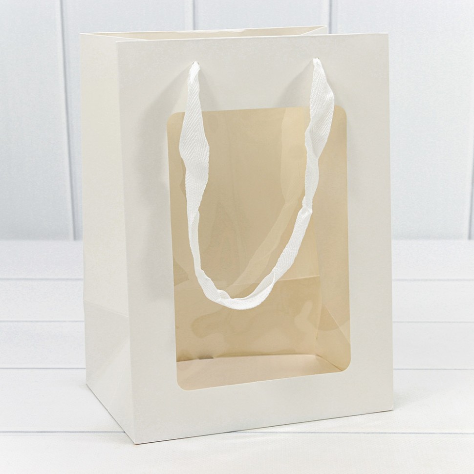 Пакет подарочный с окошком Белый 18*25*13