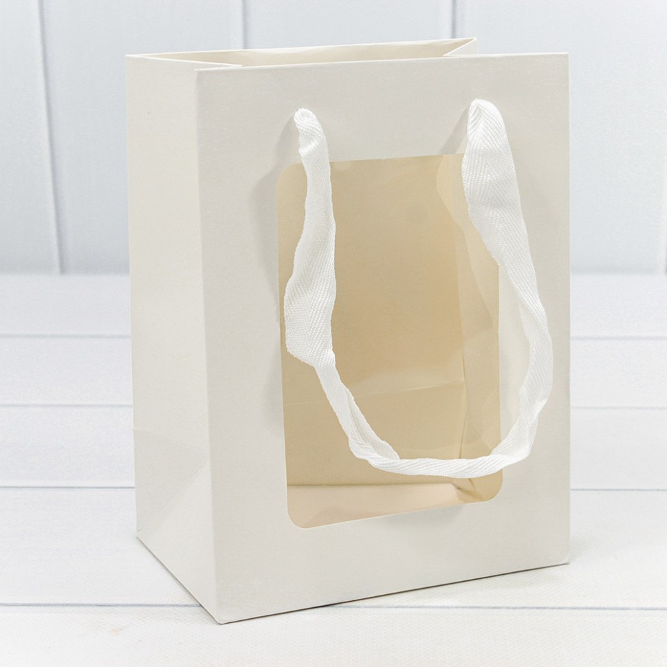 Пакет подарочный с окошком Белый 15*20*10