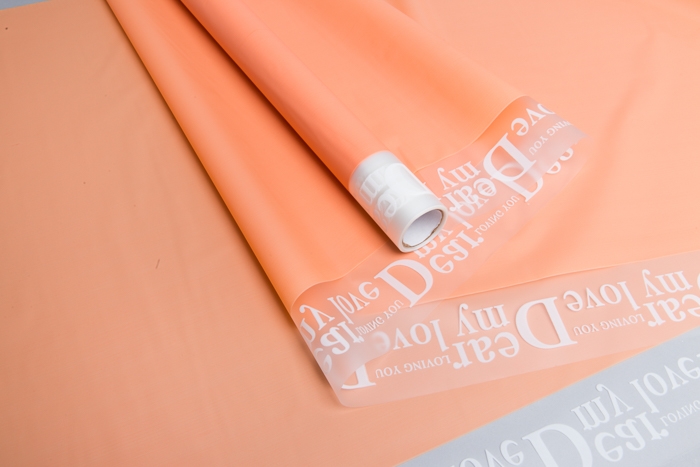 Пленка матовая Премиум Кайма My love 58 см*10 м  оранжевый пастель