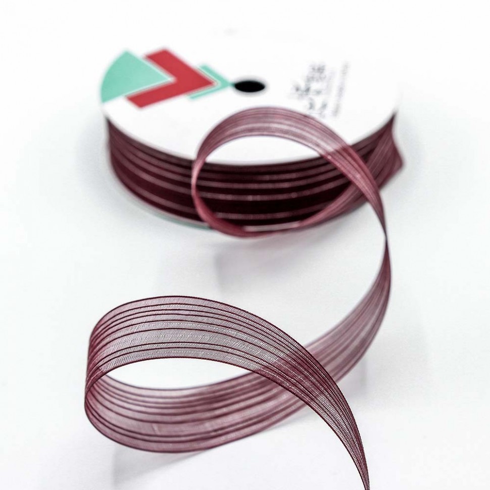 ЛЕНТА ОРГАНЗА В ПОЛОСКУ 2,8 СМ*20 ЯРД ВИШНЕВЫЙ