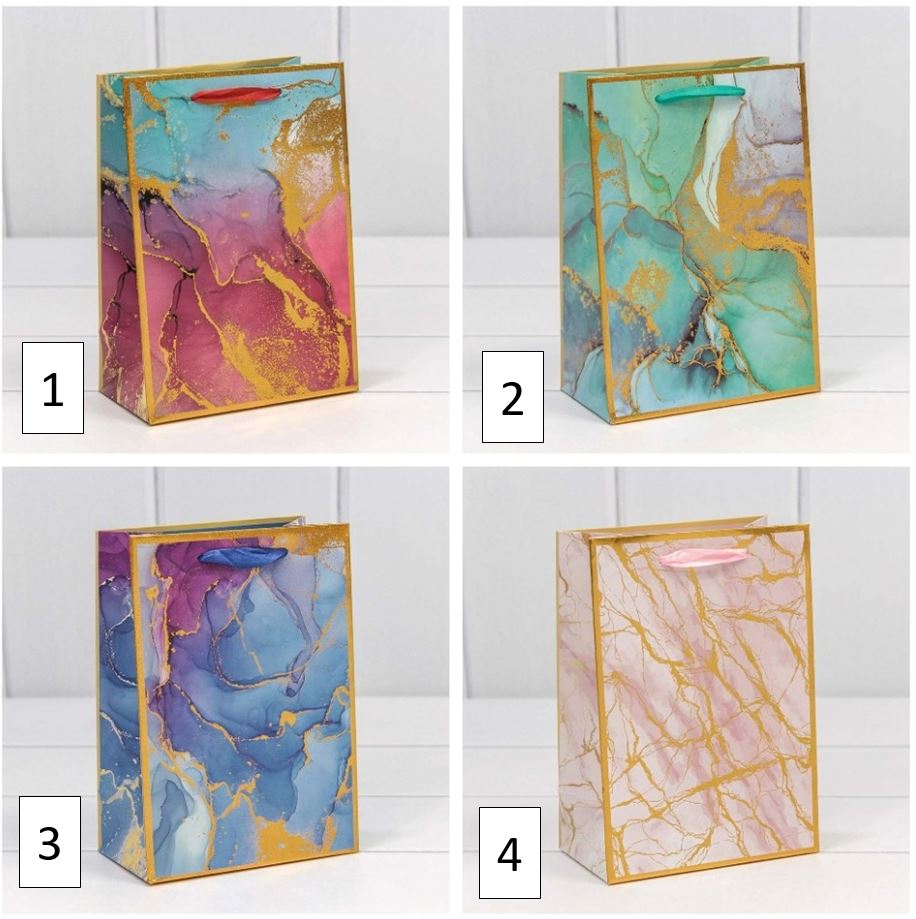 Пакет подарочный "Мрамор" (микс) 14*20*8