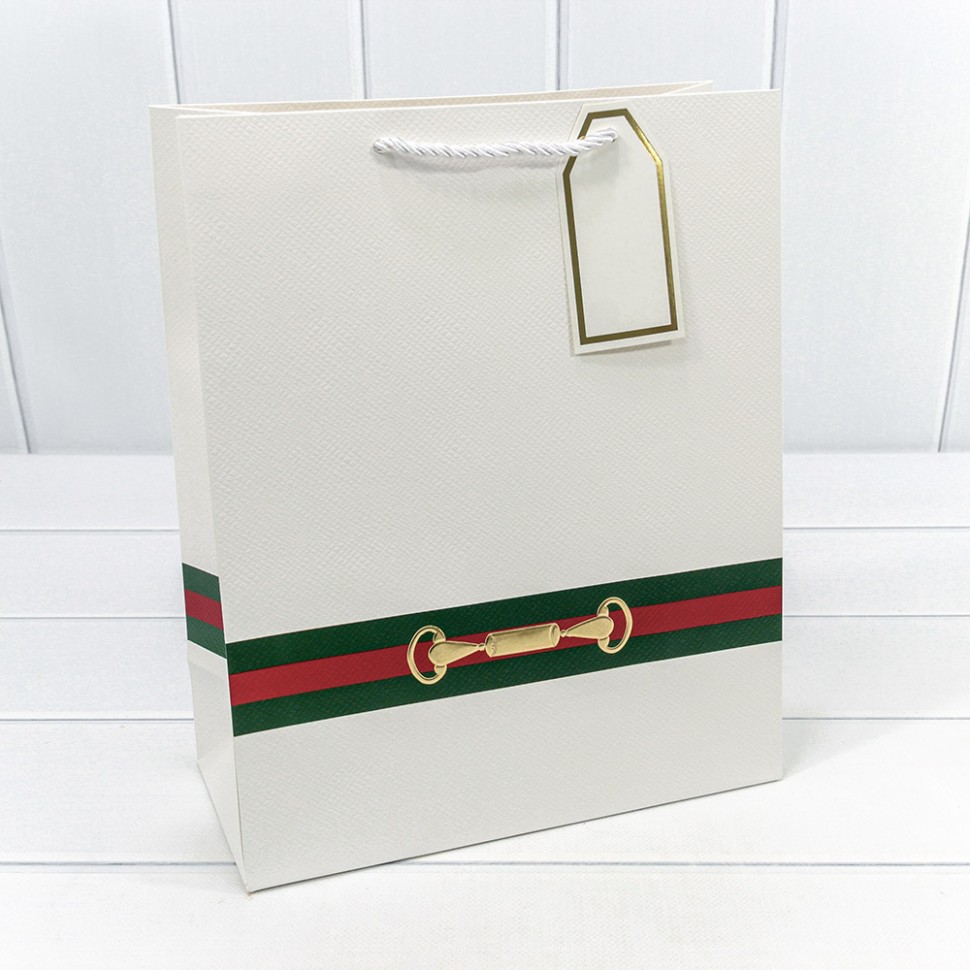 Пакет подарочный с тиснением "Текстура" Белый 26*32*12