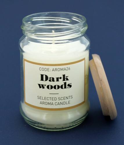 СВЕЧА АРОМАТИЗИРОВАННАЯ "DARK WOODS" В БАНКЕ С ДЕКОРАТИВНОЙ КРЫШКОЙ