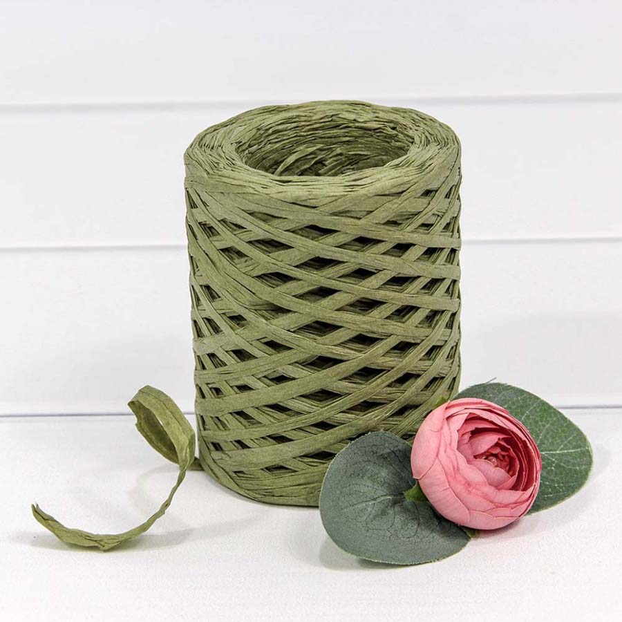 Рафия бумажная 150 м Оливковый