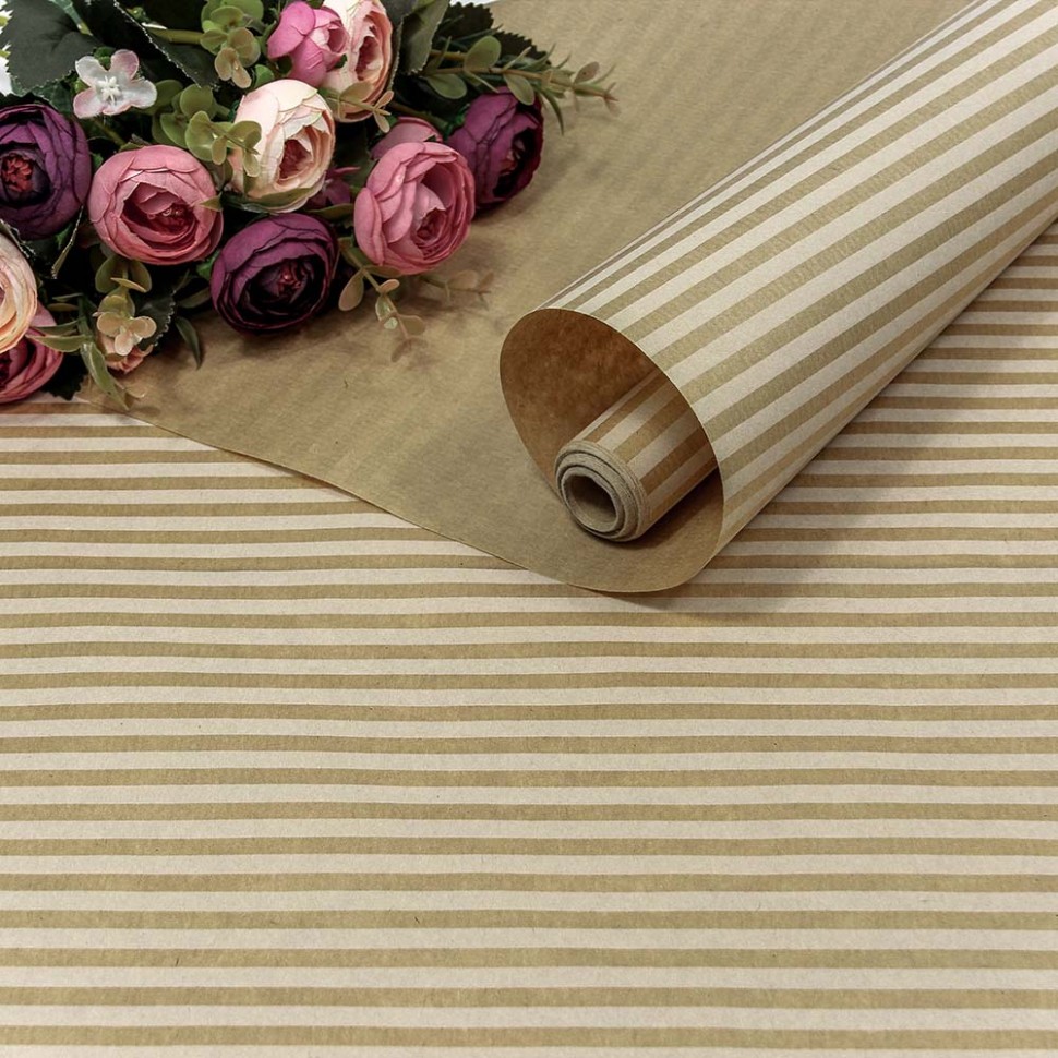 БУМАГА КРАФТ 0,72*10 М ВЕРЖЕ  "ПОЛОСЫ" БЕЛЫЙ