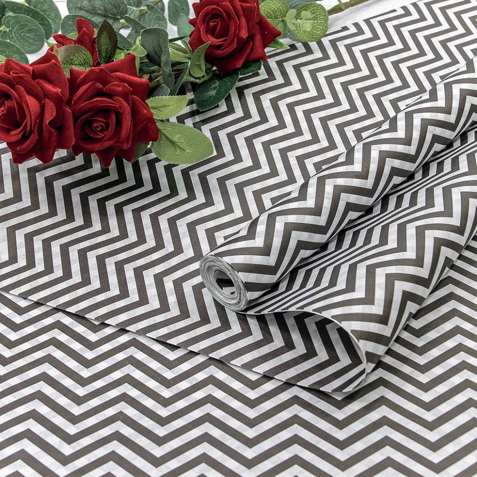 БУМАГА КРАФТ 0,5*10 М БЕЛЁНАЯ ДВУХСТОРОННЯЯ "ЗИГЗАГ" ЧЁРНЫЙ