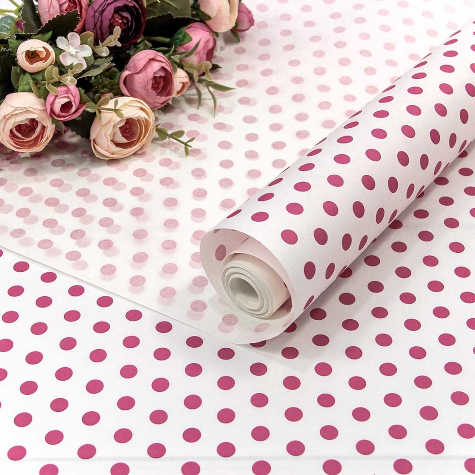 БУМАГА КРАФТ 0,72*10 М БЕЛАЯ "БИСЕР" РОЗОВЫЙ