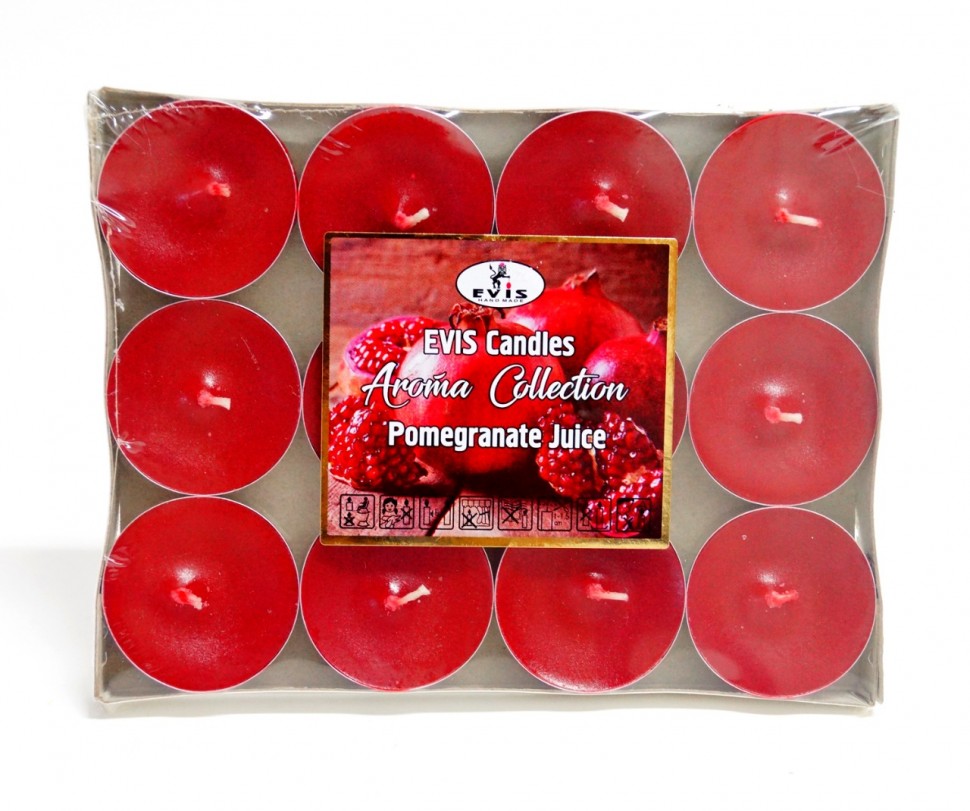 ЧАЙНЫЕ СВЕЧИ МАЛЫЕ D 37 ММ НАБОР 12 ШТ POMEGRANATE JUICE