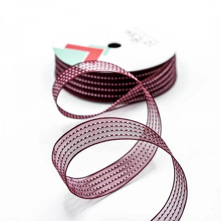 Лента органза в полоску (люкс) 2,5 см*20 ярд Бордовая